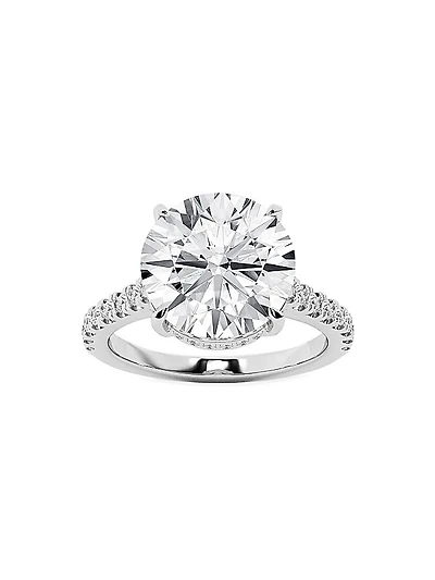 14K White Gold & 4.5ct Lab-Grown Diamond Engagement Ring
