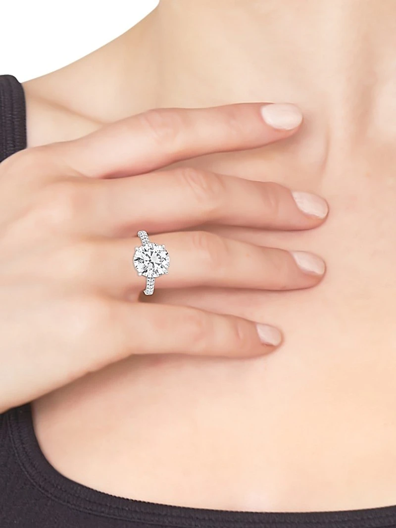 14K White Gold & 4.5ct Lab-Grown Diamond Engagement Ring