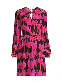 Elasticized Floral Cut Out Dress