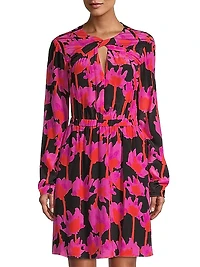 Elasticized Floral Cut Out Dress