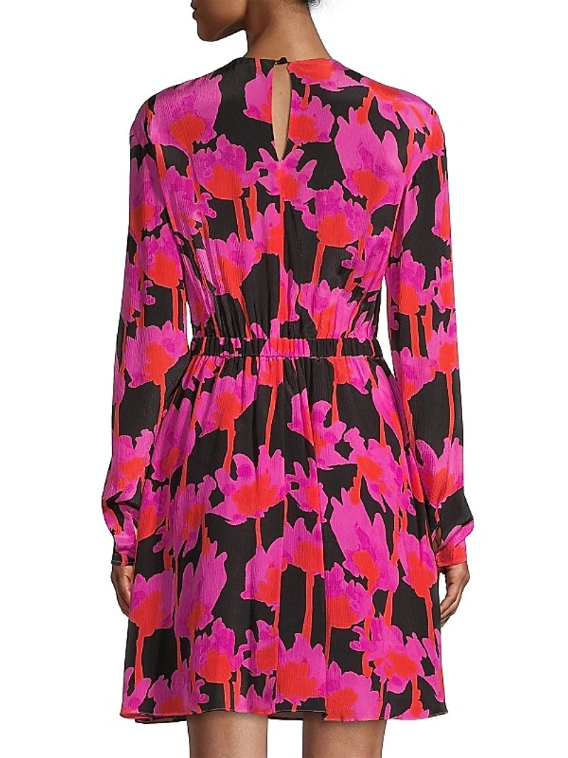 Elasticized Floral Cut Out Dress