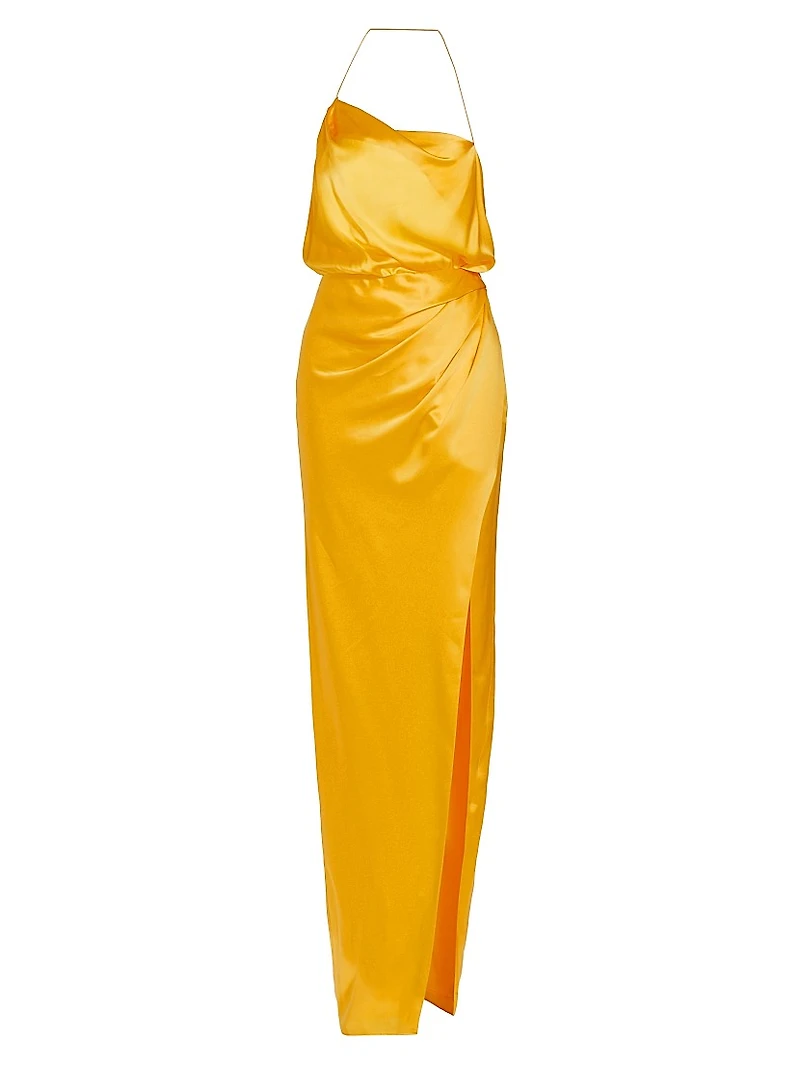 Halter Cowlneck Silk Gown