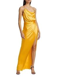Halter Cowlneck Silk Gown