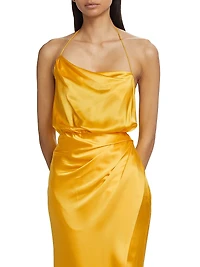 Halter Cowlneck Silk Gown