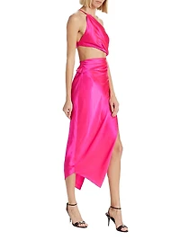 Silk One-Shoulder Midi-Dress