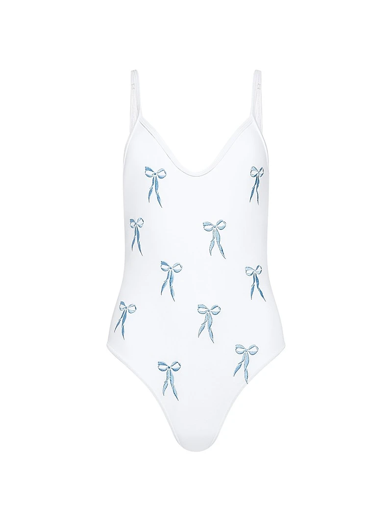 Lauren Embroidered Bows Swimsuit