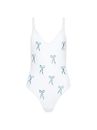 Lauren Embroidered Bows Swimsuit