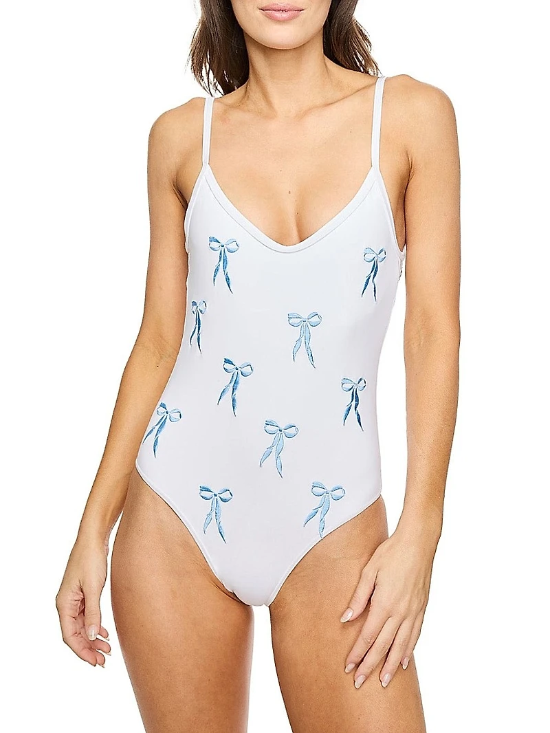 Lauren Embroidered Bows Swimsuit