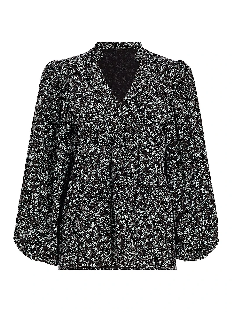 Night Floral Silk Blouse