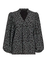 Night Floral Silk Blouse
