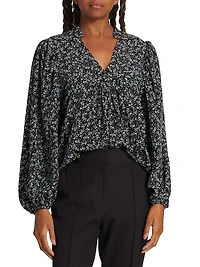 Night Floral Silk Blouse