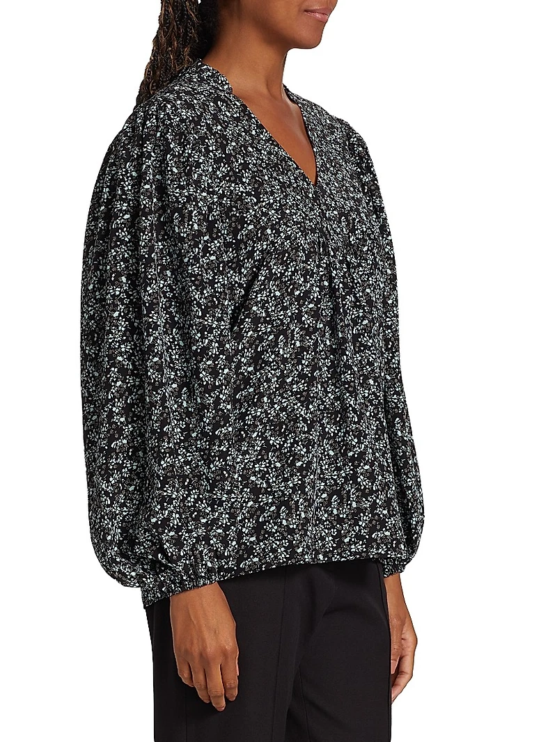 Night Floral Silk Blouse