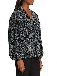 Night Floral Silk Blouse