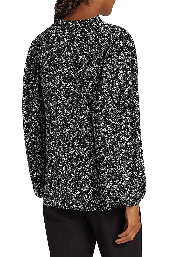 Night Floral Silk Blouse