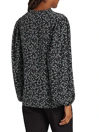 Night Floral Silk Blouse