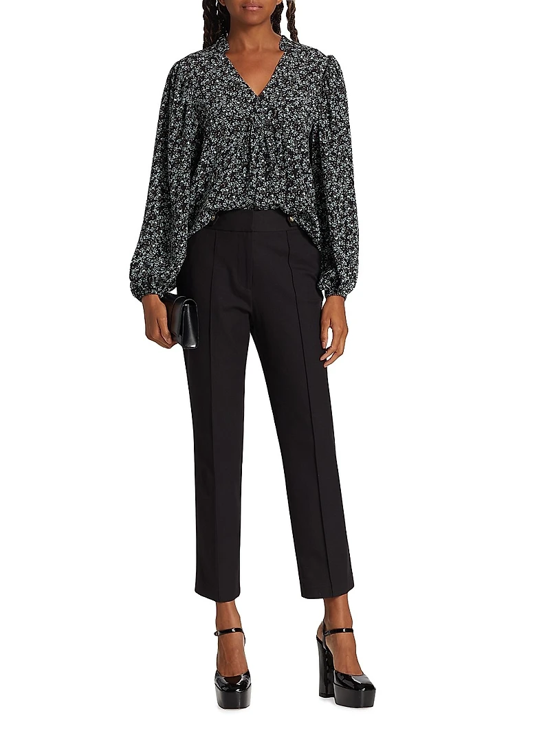 Night Floral Silk Blouse