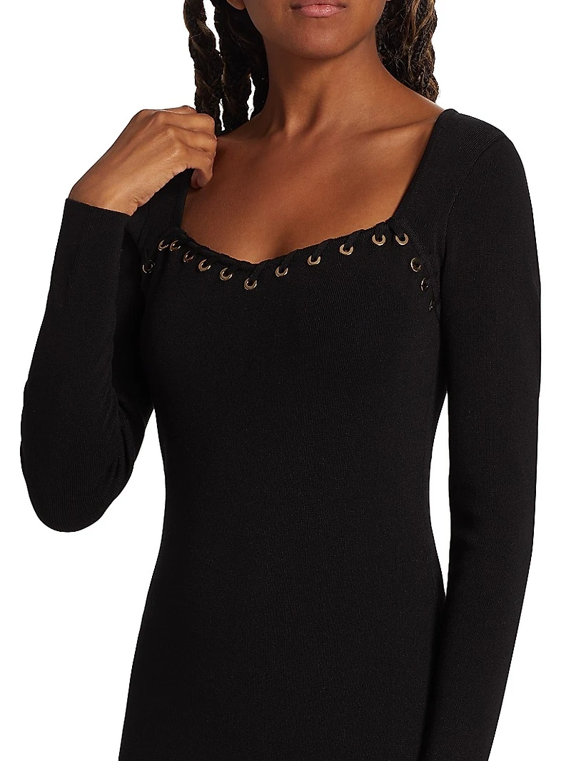 Metal-Loop Embellished Body-Con Dress