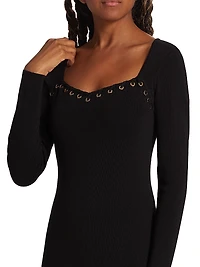 Metal-Loop Embellished Body-Con Dress