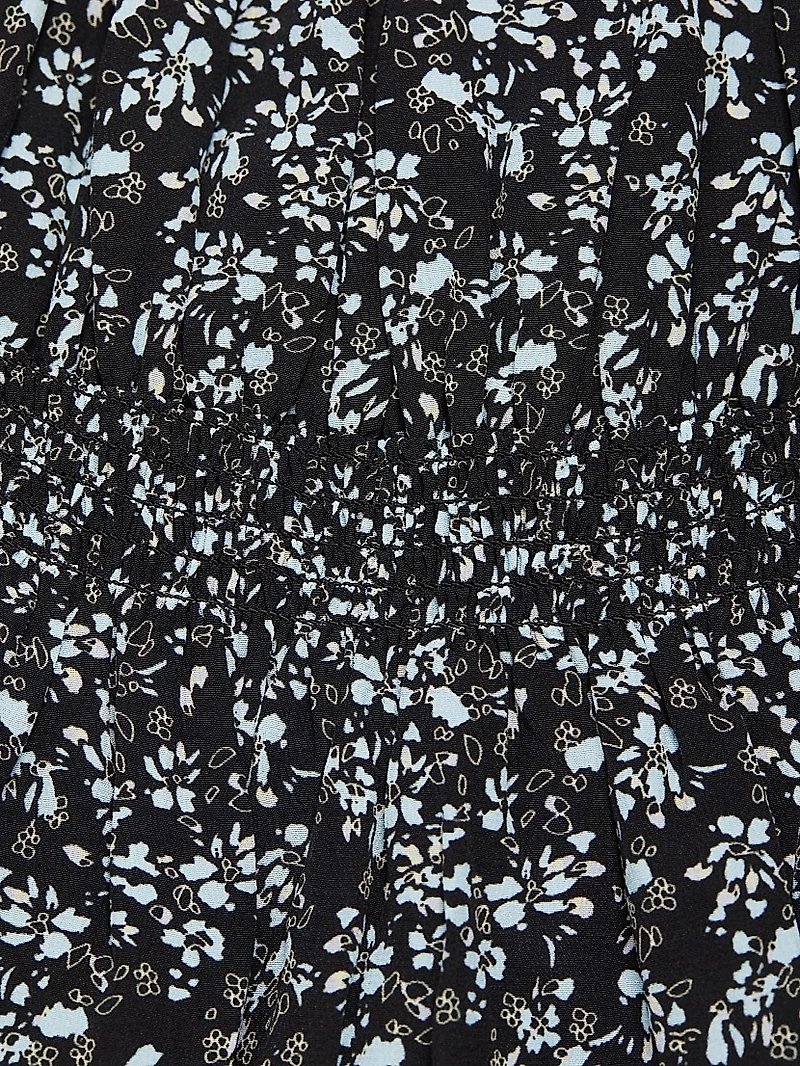 Night Floral Silk Off-The-Shoulder Midi-Dress