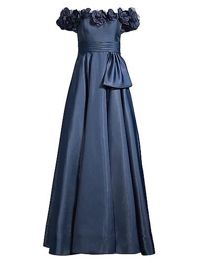 Petaled Off-The-Shoulder Gown