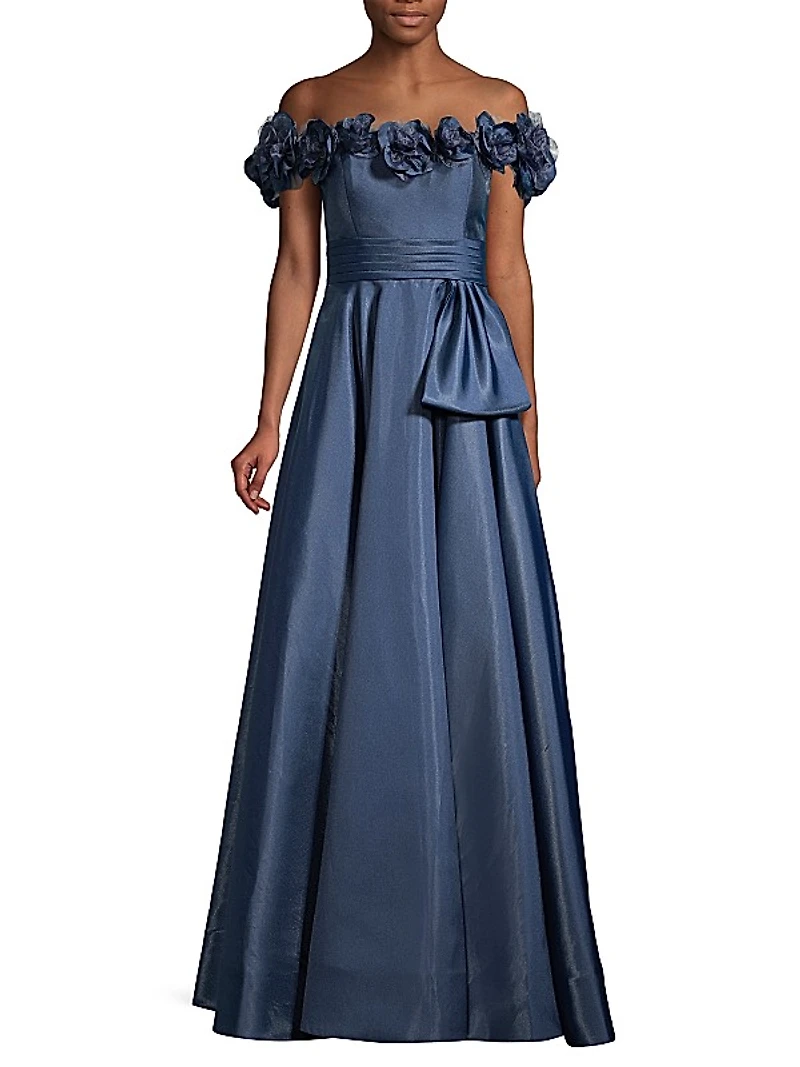 Petaled Off-The-Shoulder Gown