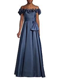 Petaled Off-The-Shoulder Gown