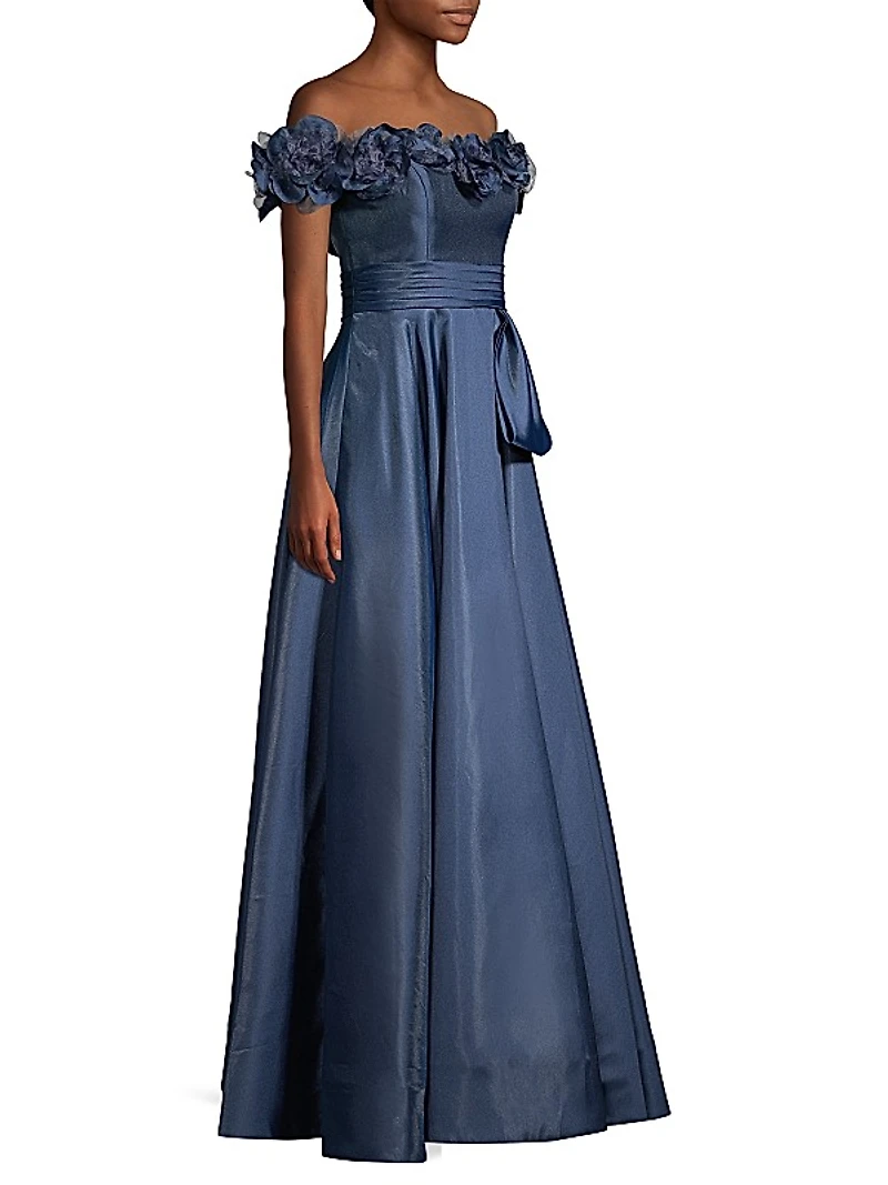Petaled Off-The-Shoulder Gown