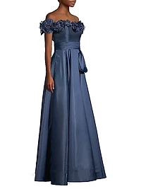 Petaled Off-The-Shoulder Gown