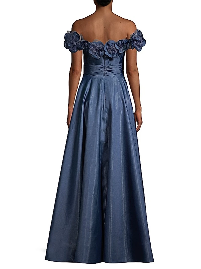 Petaled Off-The-Shoulder Gown