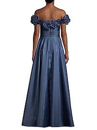 Petaled Off-The-Shoulder Gown