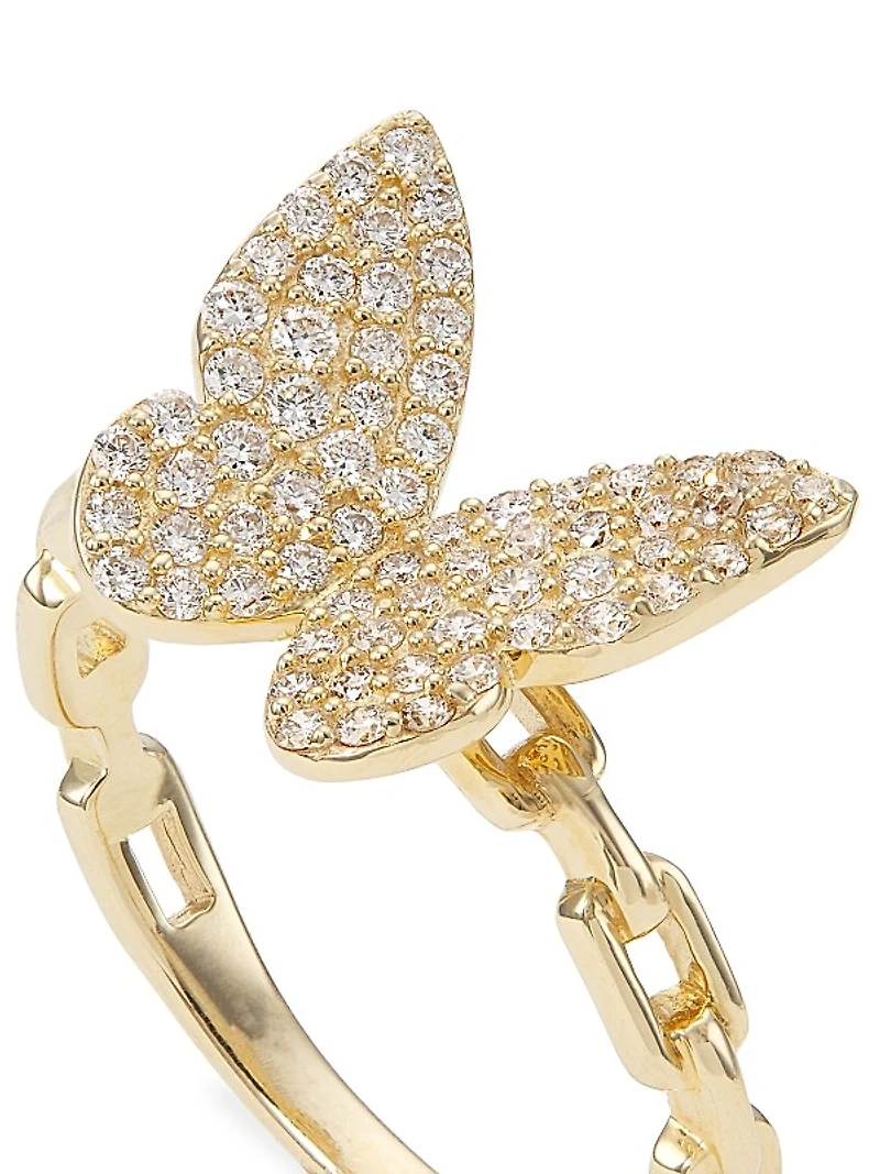14K Yellow Gold & 0.40 TCW Diamond Butterfly Ring