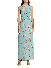 Floral Halter Neck Maxi Dress