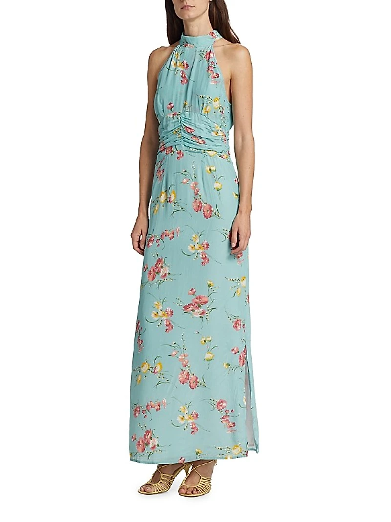 Floral Halter Neck Maxi Dress