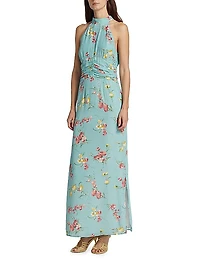 Floral Halter Neck Maxi Dress