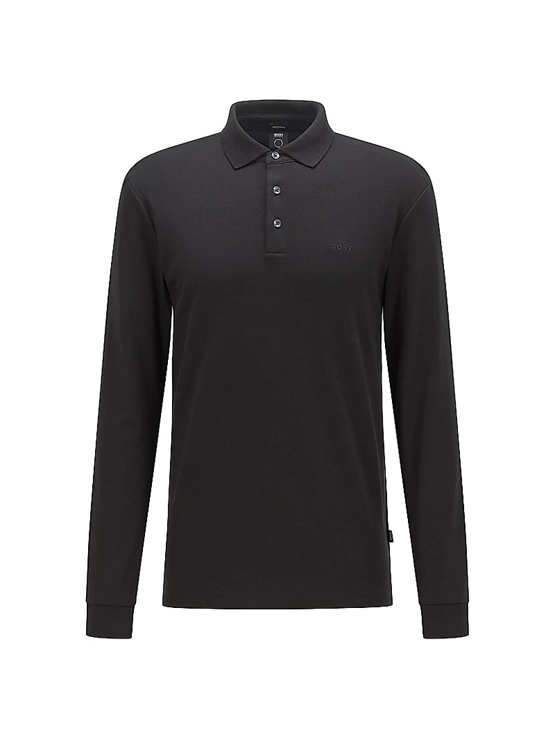 Interlock-Cotton Polo Shirt with Embroidered Logo