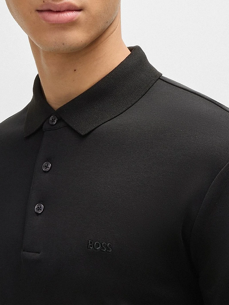 Interlock-Cotton Polo Shirt with Embroidered Logo