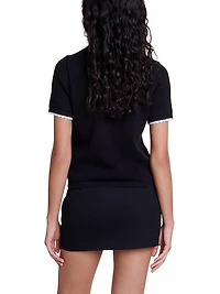 Pointelle Knit Polo Shirt
