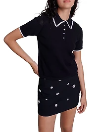 Pointelle Knit Polo Shirt