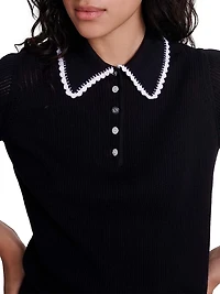 Pointelle Knit Polo Shirt