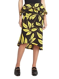 Silk Deconstructed Palm Midi-Skirt