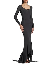 Sheer Long-Sleeve Gown