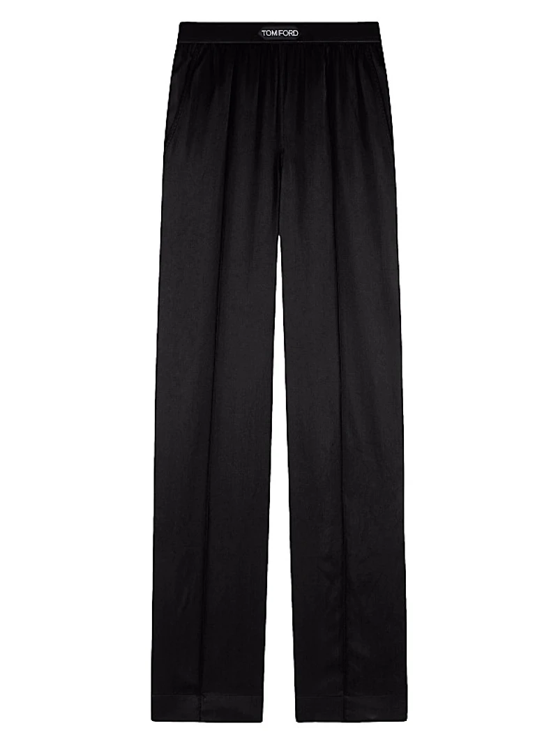 Silk-Blend Logo Pants