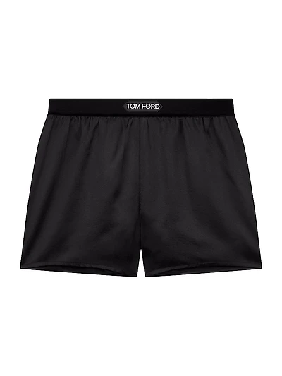 Silk-Blend Logo Shorts