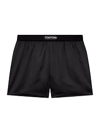 Silk-Blend Logo Shorts