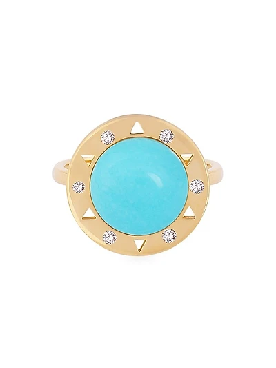 Dolce Vita 18K Gold, Diamond & Turquoise Ring