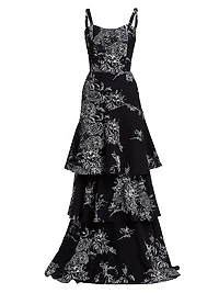 Torero Ruffled Floral Gown