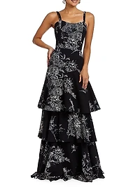 Torero Ruffled Floral Gown