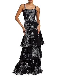 Torero Ruffled Floral Gown