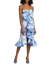 Stephanie Floral Bow Midi-Dress
