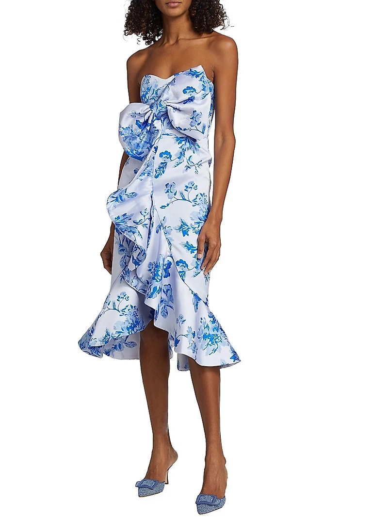 Stephanie Floral Bow Midi-Dress